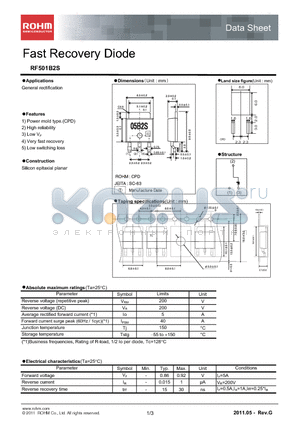 RF501B2S datasheet - Fast Recovery Diode