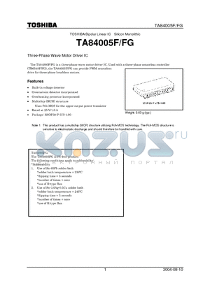 TA84005F datasheet - Three-Phase Wave Motor Driver IC