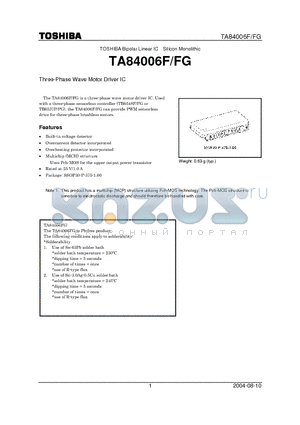 TA84006F datasheet - Three-Phase Wave Motor Driver IC