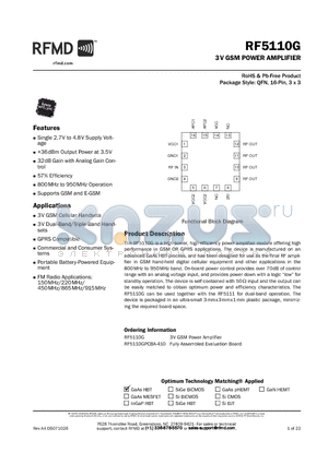 RF5110G datasheet - 3V GSM POWER AMPLIFIER