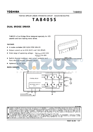 TA8405S datasheet - DUAL BRIDGE DRIVER