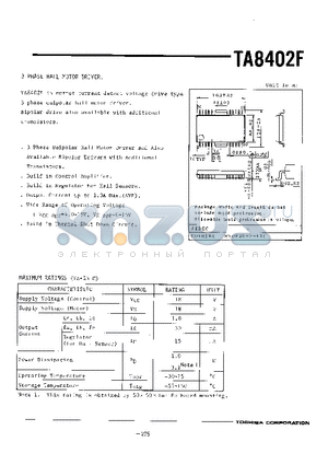 TA8402F datasheet - 3 PHASE HALL MOTOR DRIVER