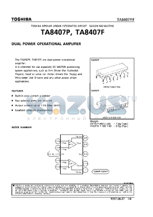 TA8407F datasheet - DUAL POWER OPERATIONAL AMPLIFIER