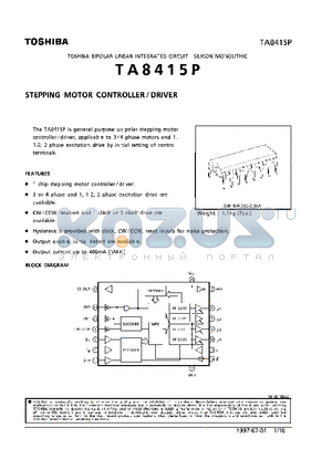 TA8415 datasheet - STEPPING MOTOR CONTROLLER/DRIVER