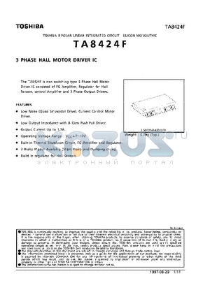 TA8424 datasheet - 3 PHASE HALL MOTOR DRIVER IC