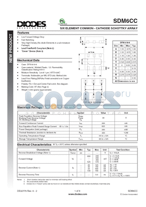 SDM6CC datasheet - SIX ELEMENT COMMON - CATHODE SCHOTTKY ARRAY