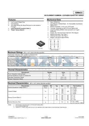 SDM6CC datasheet - SIX ELEMENT COMMON - CATHODE SCHOTTKY ARRAY