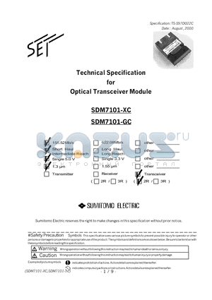 SDM7101 datasheet - Technical Specification for Optical Transceiver Module