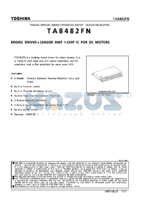 TA8482 datasheet - BRIDGE DRIVER  SENSOR AMP 1-CHIP IC FOR DC MOTORS