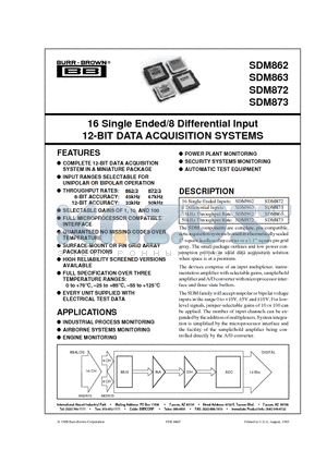 SDM862B datasheet - 16 Single Ended/8 Differential Input 12-BIT DATA ACQUISITION SYSTEMS