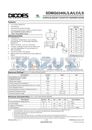 SDMG0340LA-7-F datasheet - SURFACE MOUNT SCHOTTKY BARRIER DIODE