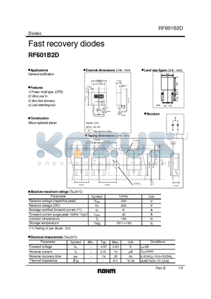 RF601B2D datasheet - Fast recovery diodes