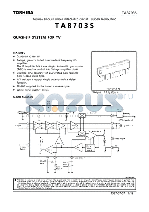 TA8703 datasheet - QUASI-SIF SYSTEM FOR TV