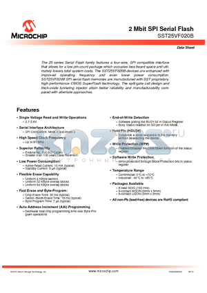 SST25VF020B_13 datasheet - 2 Mbit SPI Serial Flash