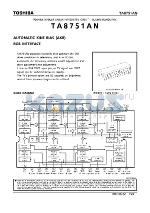 TA8751 datasheet - AUTOMATIC KINE BIAS (AKB) RGB INTERFACE