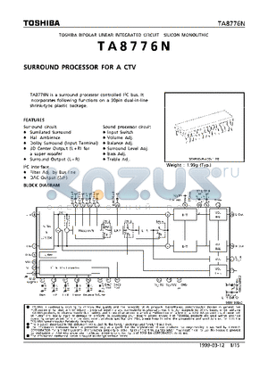 TA8776N datasheet - SURROUND PROCESSOR FOR A CTV