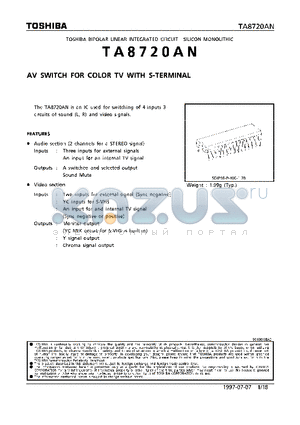TA8720AN datasheet - AV SWITCH FOR COLOR TV WITH S-TERMINAL