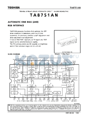 TA8751AN datasheet - AUTOMATIC KINE BIAS (AKB) RGB INTERFACE