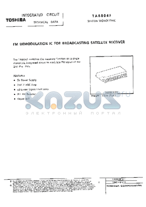 TA8804F datasheet - FM DEMODULATION IC FOR BROADCASTING SATELLITE RECEIVER