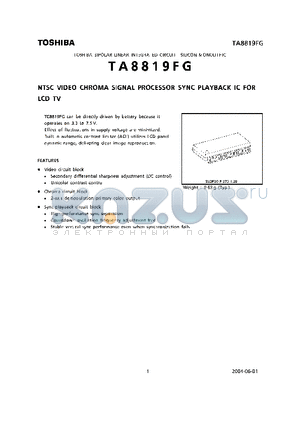 TA8819FG datasheet - NTSC VIDEO CHROMA SIGNAL PROCESSOR SYNC PLAYBACK IC FOR LCD TV