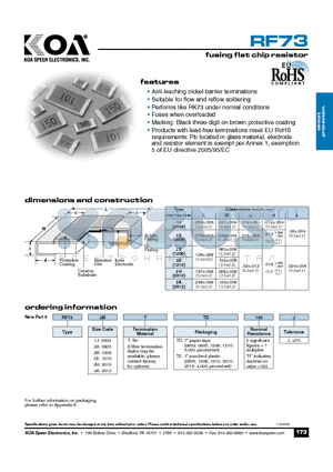 RF732ATTE datasheet - fusing flat chip resistor