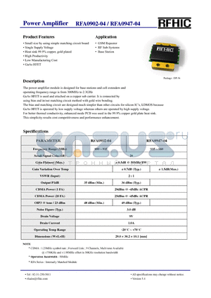 RFA0947-04 datasheet - Power Amplifier