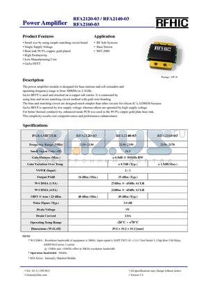 RFA2120-03 datasheet - Power Amplifier