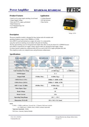 RFA0836-04 datasheet - Power Amplifier