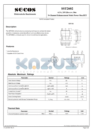 SST2602 datasheet - N-Channel Enhancement Mode Power Mos.FET