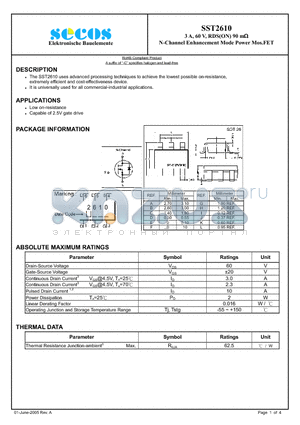 SST2610 datasheet - N-Channel Enhancement Mode Power Mos.FET