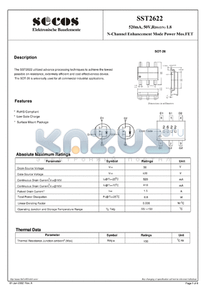 SST2622 datasheet - N-Channel Enhancement Mode Power Mos.FET