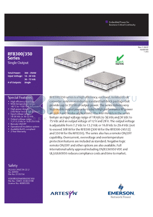 RFB300 datasheet - high efficiency, enclosed, isolated dc-dc converter