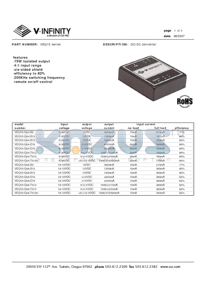 VEQ15 datasheet - DC/DC converter