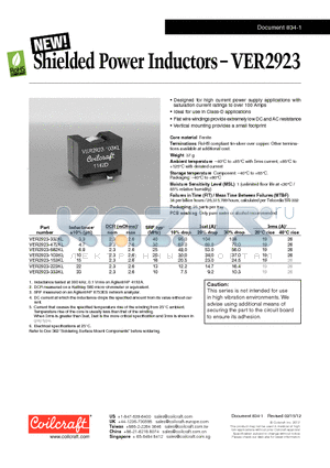 VER2923-103KL datasheet - Shielded Power Inductors
