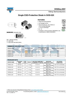 VESD01-02V-G-08 datasheet - Single ESD-Protection Diode in SOD-523