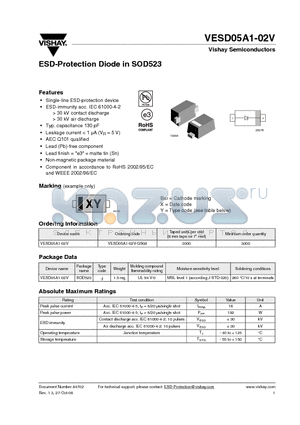 VESD05A1-02V datasheet - ESD-Protection Diode in SOD523