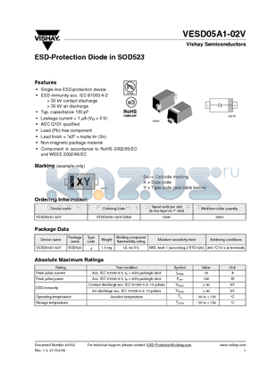 VESD05A1-02V_08 datasheet - ESD-Protection Diode in SOD523
