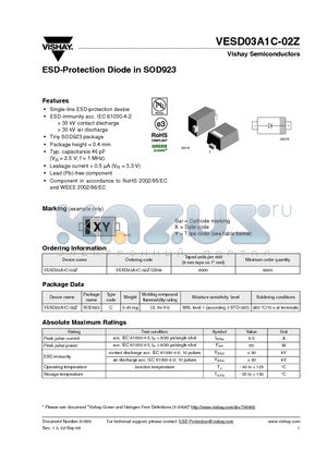 VESD03A1C-02Z datasheet - ESD-Protection Diode in SOD923