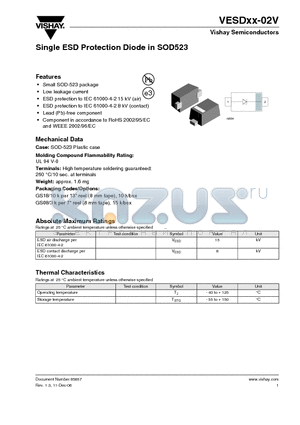 VESD08-02V datasheet - Single ESD Protection Diode in SOD523