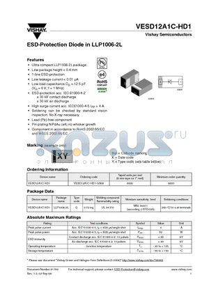 VESD12A1C-HD1-GS08 datasheet - ESD-Protection Diode in LLP1006-2L