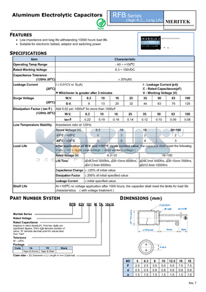 RFB63V101MTR10X16 datasheet - Aluminum Electrolytic Capacitors