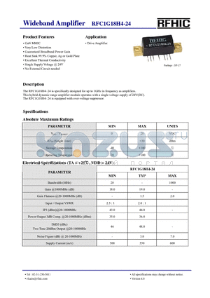 RFC1G18H4-24 datasheet - Wideband Amplifier