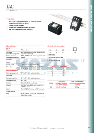 TAC-20-683 datasheet - AC FILTER