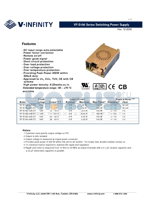 VF-S150-03A-CF datasheet - Switching Power Supply