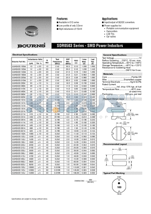 SDR0503 datasheet - SMD Power Inductors