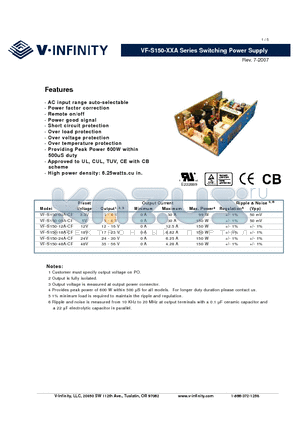 VF-S150-24A-CF datasheet - Switching Power Supply