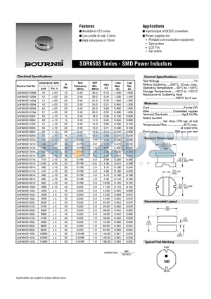 SDR0503-123J datasheet - SMD Power Inductors