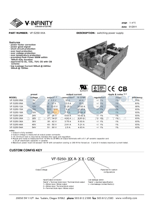 VF-S250-05A datasheet - switching power supply
