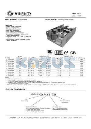 VF-S250-09A datasheet - switching power supply