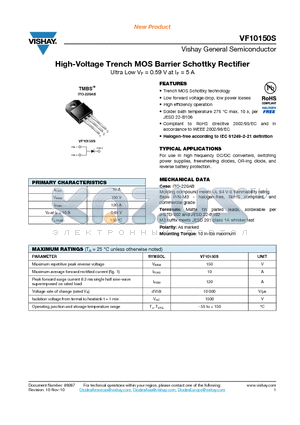 VF10150S-M3-4W datasheet - High-Voltage Trench MOS Barrier Schottky Rectifier